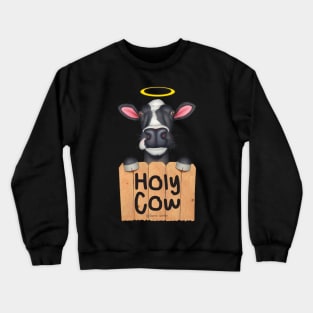 Cute adorable funny cow looking Holy Cow Crewneck Sweatshirt